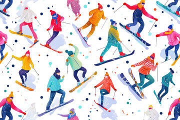 A group of people skiing down a snow covered slope. Perfect for winter sports and outdoor activities