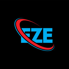 EZE logo. EZE letter. EZE letter logo design. Initials EZE logo linked with circle and uppercase monogram logo. EZE typography for technology, business and real estate brand.