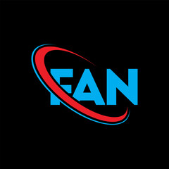 Fototapeta na wymiar FAN logo. FAN letter. FAN letter logo design. Intitials FAN logo linked with circle and uppercase monogram logo. FAN typography for technology, business and real estate brand.