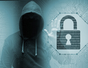 Young hacker in cybersecurty concept