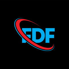 FDF logo. FDF letter. FDF letter logo design. Initials FDF logo linked with circle and uppercase monogram logo. FDF typography for technology, business and real estate brand.