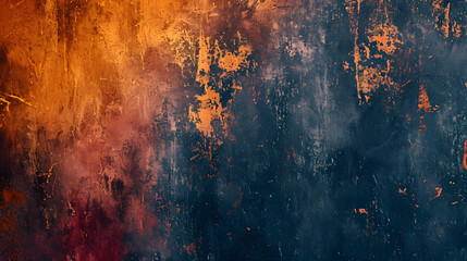 Orange and Blue Painting on Wall, Vibrant and Striking Modern Artwork