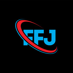 FFJ logo. FFJ letter. FFJ letter logo design. Initials FFJ logo linked with circle and uppercase monogram logo. FFJ typography for technology, business and real estate brand.