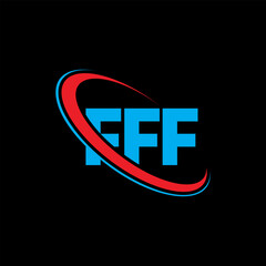 Obraz premium FFF logo. FFF letter. FFF letter logo design. Initials FFF logo linked with circle and uppercase monogram logo. FFF typography for technology, business and real estate brand.