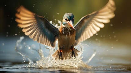 Obraz premium King fisher emerging diving water wildlife photography