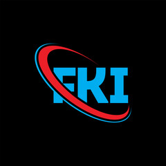 Fototapeta na wymiar FKI logo. FKI letter. FKI letter logo design. Initials FKI logo linked with circle and uppercase monogram logo. FKI typography for technology, business and real estate brand.