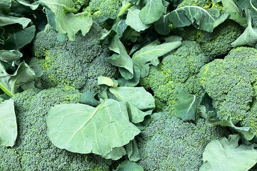 broccoli in the market, closeup of photo with selective focus