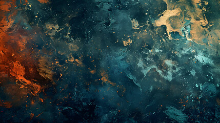 Fototapeta premium Abstract Painting With Orange and Blue Colors