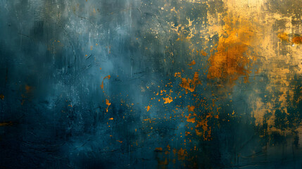 Abstract Painting of Blue and Yellow Colors - obrazy, fototapety, plakaty