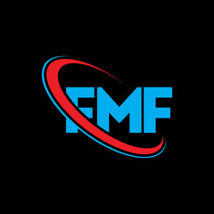 FMF logo. FMF letter. FMF letter logo design. Initials FMF logo linked with circle and uppercase monogram logo. FMF typography for technology, business and real estate brand.
