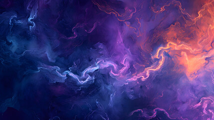 Abstract Painting in Purple and Orange