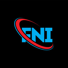 Fototapeta na wymiar FNI logo. FNI letter. FNI letter logo design. Initials FNI logo linked with circle and uppercase monogram logo. FNI typography for technology, business and real estate brand.
