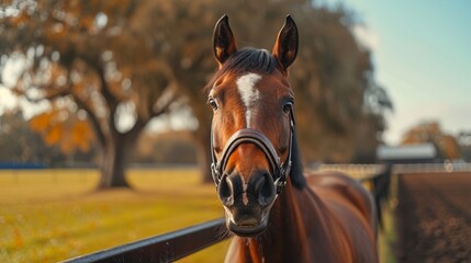 Portrait of a racehorse.Close up