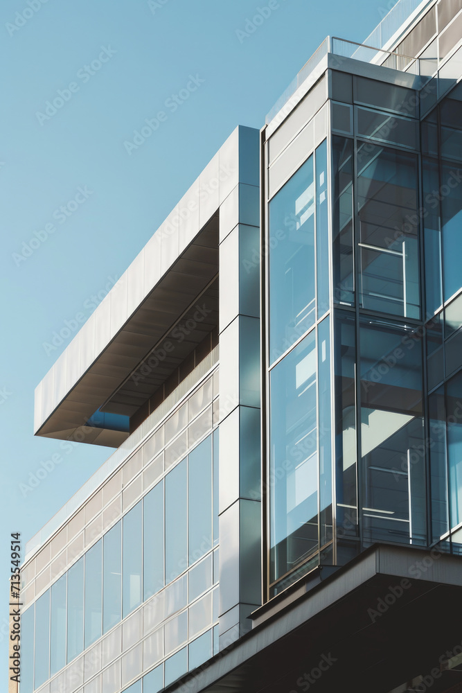 Aufkleber a picture of a large building with a clock on top. this image can be used to depict a cityscape, arc