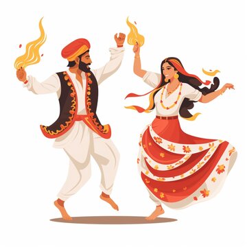 Indian festival lohri dance illustration white background 