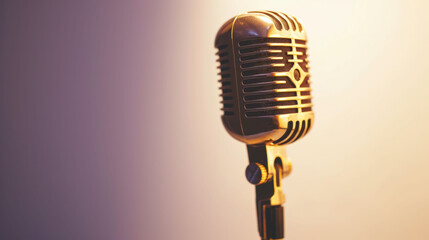 Vintage microphone against a soft backdrop, symbolizing the timeless voice of music and the enduring power of vocal expression.