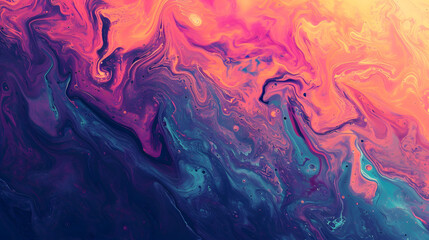 Abstract Painting With Blue, Pink, and Yellow Color Scheme