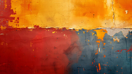 Abstract Painting in Yellow, Red, and Blue Colors