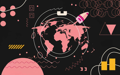 earth,globe,design,black,pink,white texture