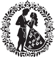 Regal Radiance Wedding Bliss Icon Design Serene Symphony Traditional Matrimony Emblem