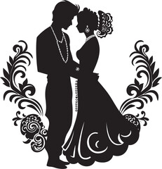 Ornate Occasion Vector Icon of Bride and Groom Blissful Vows Cultural Matrimonial Symbol