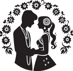 Majestic Matrimony Traditional Wedding Symbol Loves Splendor Indian Couple Icon
