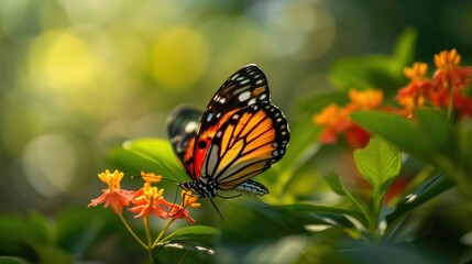 Fototapeta na wymiar Close Up of Butterfly on Flower