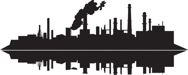 Obraz premium Urban Progression Industrial Zone Logo Design Factory Fusion Vector Icon of Industrial Area