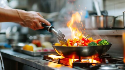 Person Cooking Food in Wok on Stove