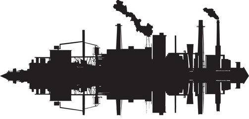 Modern Industry Blueprint Factory Vector Logo TechnoTopography Urban Industrial Icon