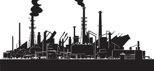Obraz premium Modern Industry Blueprint Vector Icon of Urban Landscape TechnoTopography Industrial Zone Emblem Design