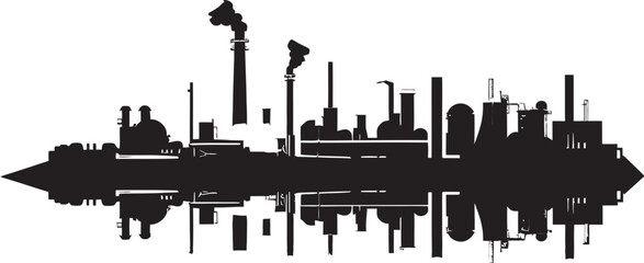 Urban Machinery Masterpiece Vector Icon of Industrial Landscape Steel Symmetry Industrial Zone Emblem