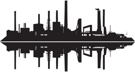 Fototapeta na wymiar TechnoTerrain Tapestry Vector Icon of Manufacturing District Urban Machinery Masterpiece Industrial Landscape Logo