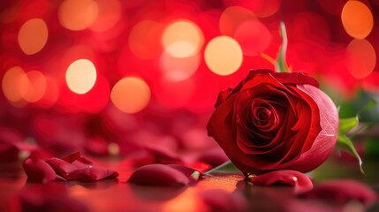 Single Red Rose on Table