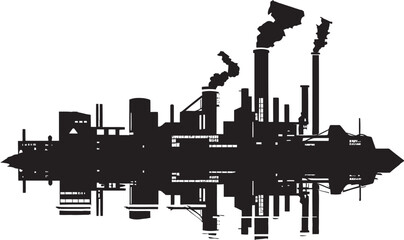 Steel Symphony Vector Emblem of Factory District Urban Machinery Hub Industrial Zone Logo Design