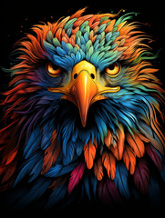 Fototapeta premium T-shirt design, eagle, native colors, vintage, 1980s, colorful charcoal sketch, detailed, rich colors, realistic style created with Generative Ai