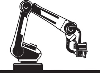 Cybernetic Craftsmanship Industrial Arm Icon Design RoboCraft Precision Automated Artistry Vector Emblem
