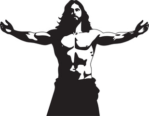 Divine Resilience Muscular Jesus Vector Logo Redeemers Radiance Icon of Muscular Christ