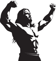 Spiritual Physique Jesus in Muscular Looks Emblem Divine Vigor Muscular Jesus Vector Logo