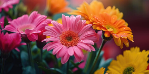 A close-up shot of a vibrant bunch of flowers. Perfect for adding a pop of color to any project