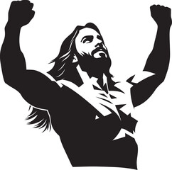 Sacred Glory Muscular Jesus Icon Design Spiritual Physique Jesus with Muscular Looks Emblem