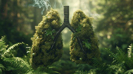 A pair of lungs with smoke coming out of them. Can be used to raise awareness about the harmful effects of smoking - obrazy, fototapety, plakaty