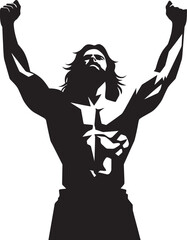 Fototapeta premium Holy Strength Vector Icon of Divine Resilience Spiritual Sculpt Redeemers Glory Emblem Design