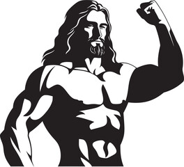 Divine Sculpture Muscular Jesus Icon Design Resurrection Radiance Jesus in Muscular Glory Emblem