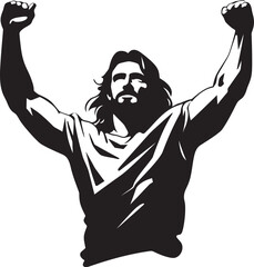 Divine Resilience Muscular Jesus Icon Design Saviors Strength Vector Logo of Muscular Christ