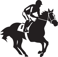Whirlwind Winners Jockey Riding Horse Logo Precision Pace Prowess Vector Icon of Equestrian Glory