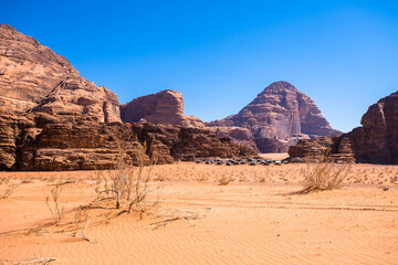 Fototapeta na wymiar The red desert. Wadi Rum, Jordan.
