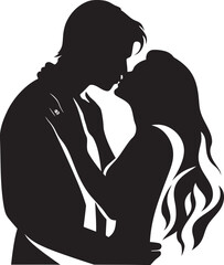 Amorous Harmony Kissing Couple Icon Passionate Fusion Iconic Vector Kiss Emblem
