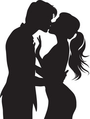 Blissful Union Vector Design of Passionate Kiss Eternity in Embrace Kissing Couple Icon