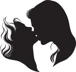 Enchanted Affection Loving Couple Logo Tenderly United Vector Design of Affectionate Kiss